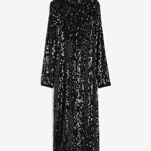 Black Sequin Mid Length Party or Holiday Dress - Medium, NEW, H&M